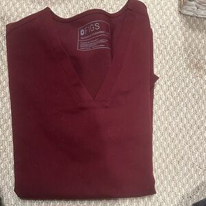Figs Scrubs Deep Red V-Neck scrub set